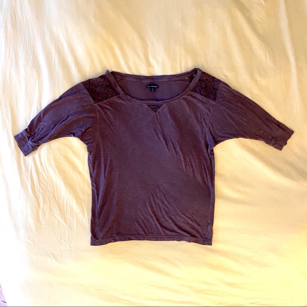 American Eagle Purple Shirt with Lace Detailing - Picture 2 of 6